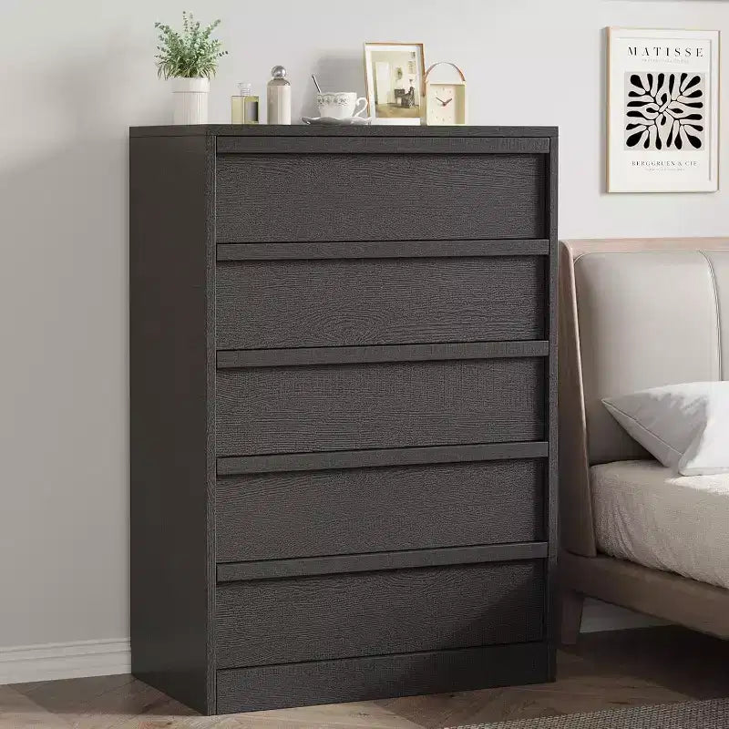 5 Drawer Dresser for Bedroom, Modern 7 Chest of Drawers, Wooden Dresser Organizer Nightstand, for Living Room, Entryway