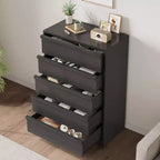 Cassettiera a 5 cassetti in legno marrone, cassettiera portaoggetti per camera da letto e soggiorno per 1 persona