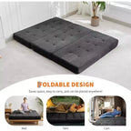 Divano Letto Pieghevole a Tre, Nero/Grigio/Verde, 2 Posti, 99x190 cm