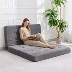 Divano Letto Pieghevole a Tre, Nero/Grigio/Verde, 2 Posti, 99x190 cm