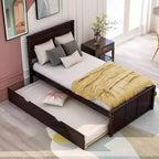 Letto a piattaforma singolo espresso con rotelle, in legno, per 2 persone