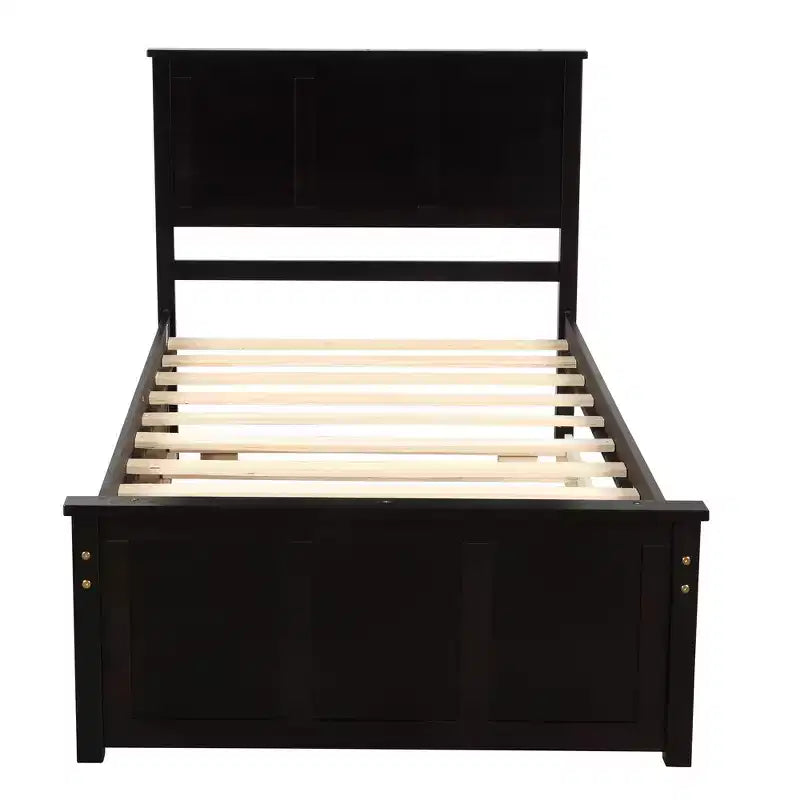 Letto a piattaforma singolo espresso con rotelle, in legno, per 2 persone