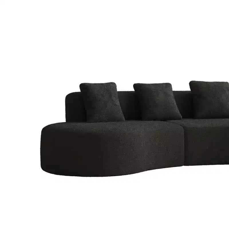 Divano Sezionale Curvo in Velluto, Nero/Blu/Grigio/Arancione/Bianco, 3 Posti