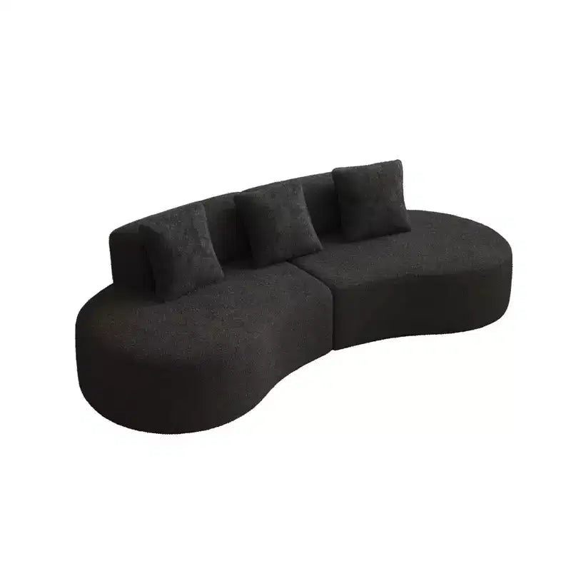 Divano Sezionale Curvo in Velluto, Nero/Blu/Grigio/Arancione/Bianco, 3 Posti