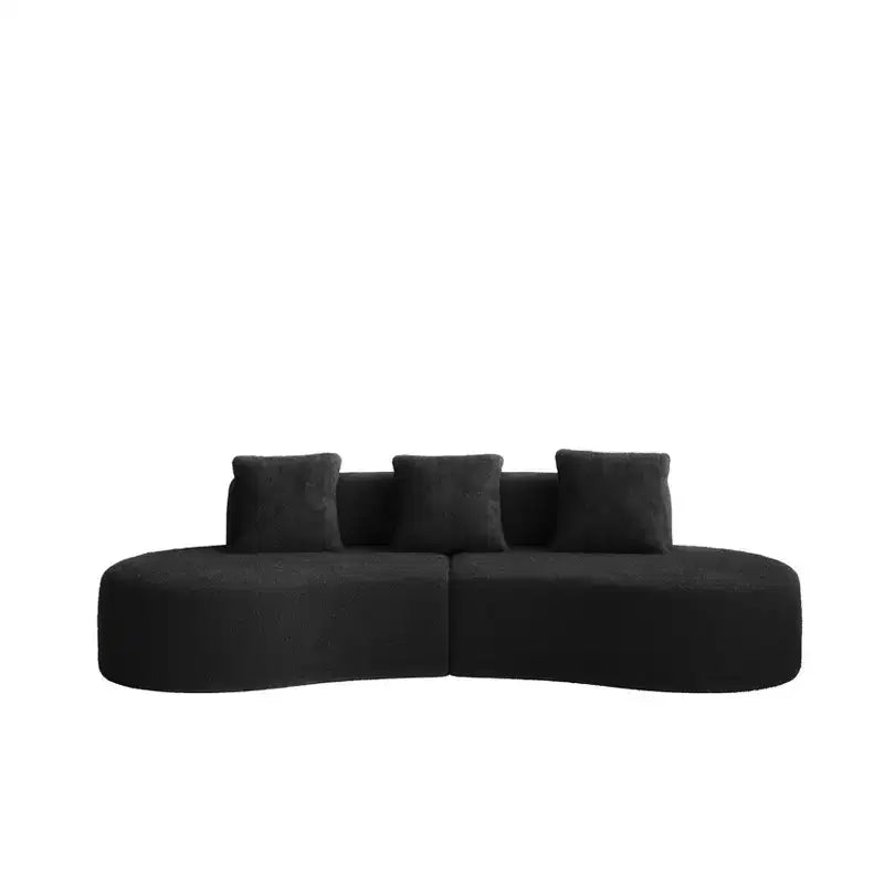 Divano Sezionale Curvo in Velluto, Nero/Blu/Grigio/Arancione/Bianco, 3 Posti