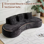 Divano Sezionale Curvo in Velluto, Nero/Blu/Grigio/Arancione/Bianco, 3 Posti