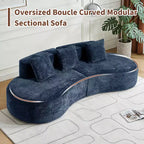 Divano Sezionale Curvo in Velluto, Nero/Blu/Grigio/Arancione/Bianco, 3 Posti