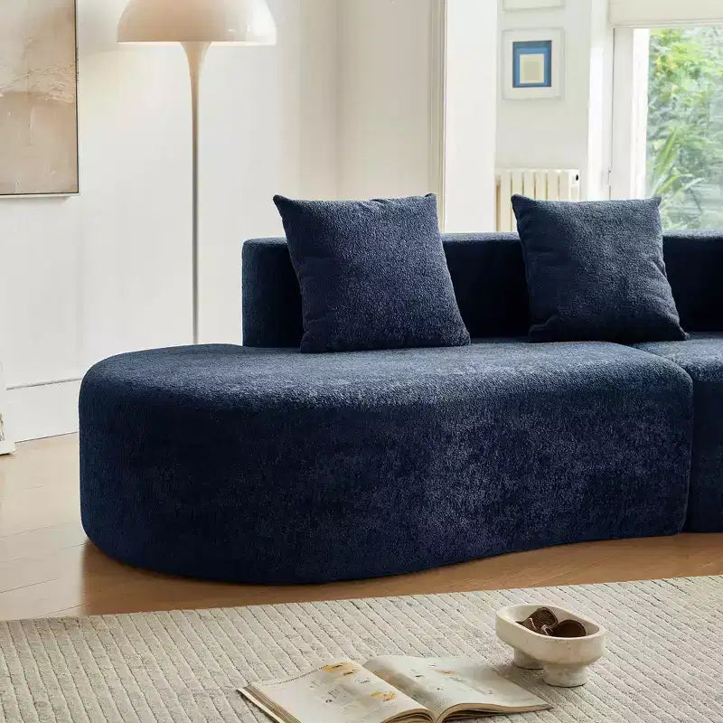 Divano Sezionale Curvo in Velluto, Nero/Blu/Grigio/Arancione/Bianco, 3 Posti