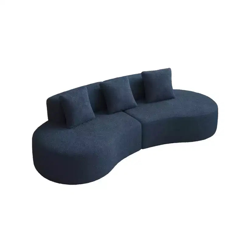 Divano Sezionale Curvo in Velluto, Nero/Blu/Grigio/Arancione/Bianco, 3 Posti