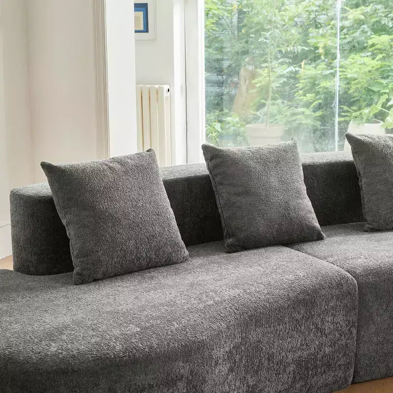 Divano Sezionale Curvo in Velluto, Nero/Blu/Grigio/Arancione/Bianco, 3 Posti