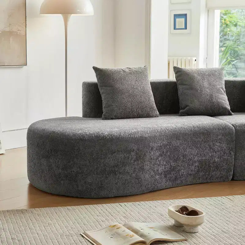 Divano Sezionale Curvo in Velluto, Nero/Blu/Grigio/Arancione/Bianco, 3 Posti