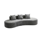 Divano Sezionale Curvo in Velluto, Nero/Blu/Grigio/Arancione/Bianco, 3 Posti