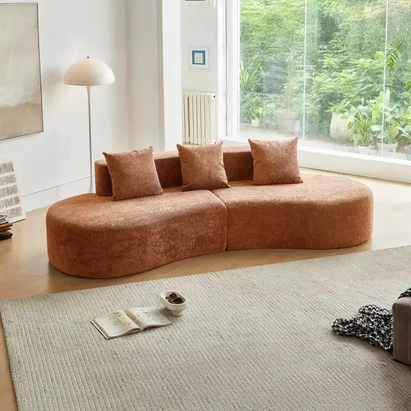 Divano Sezionale Curvo in Velluto, Nero/Blu/Grigio/Arancione/Bianco, 3 Posti