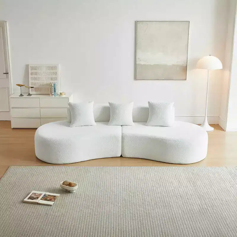 Divano Sezionale Curvo in Velluto, Nero/Blu/Grigio/Arancione/Bianco, 3 Posti