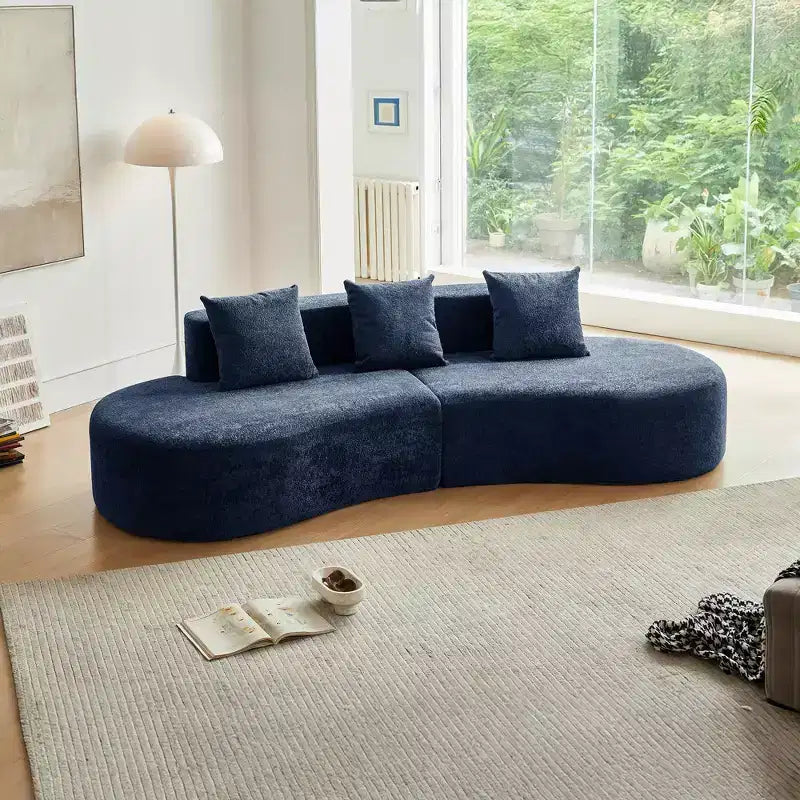 Divano Sezionale Curvo in Velluto, Nero/Blu/Grigio/Arancione/Bianco, 3 Posti