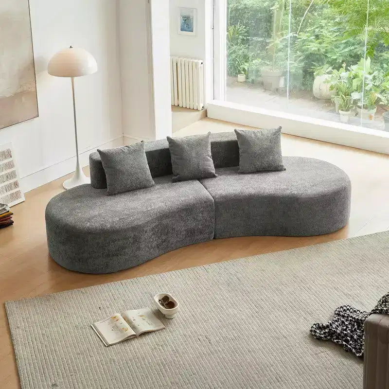 Divano Sezionale Curvo in Velluto, Nero/Blu/Grigio/Arancione/Bianco, 3 Posti