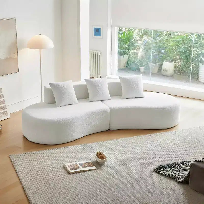 Divano Sezionale Curvo in Velluto, Nero/Blu/Grigio/Arancione/Bianco, 3 Posti