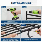 Mensole in Acciaio Nero da Parete con 8 Ganci, Confezione da 2 (2×4 ft, Montaggio per 2 Persone)