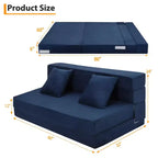Divano Letto Pieghevole 5-in-1 Blu/Grigio, Trasformabile per 2 Persone