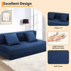 Divano Letto Pieghevole 5-in-1 Blu/Grigio, Trasformabile per 2 Persone