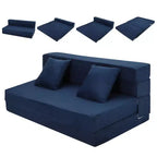 Divano Letto Pieghevole 5-in-1 Blu/Grigio, Trasformabile per 2 Persone