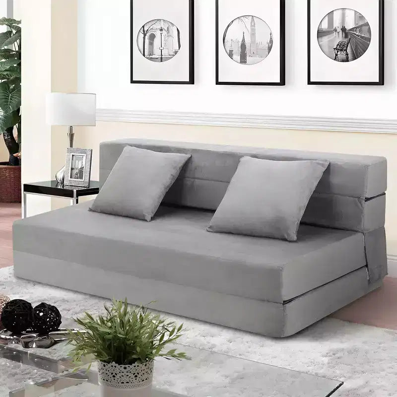 Divano Letto Pieghevole 5-in-1 Blu/Grigio, Trasformabile per 2 Persone