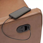 Poltrona reclinabile girevole a dondolo 3-in-1, 1 posto, pelle cognac/bouclé bianco sporco