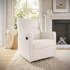 Poltrona reclinabile girevole a dondolo 3-in-1, 1 posto, pelle cognac/bouclé bianco sporco