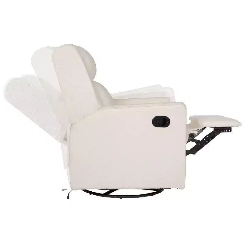 Poltrona reclinabile girevole a dondolo 3-in-1, 1 posto, pelle cognac/bouclé bianco sporco