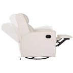 Poltrona reclinabile girevole a dondolo 3-in-1, 1 posto, pelle cognac/bouclé bianco sporco