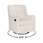Poltrona reclinabile girevole a dondolo 3-in-1, 1 posto, pelle cognac/bouclé bianco sporco