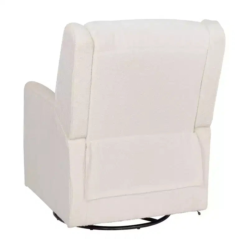 Poltrona reclinabile girevole a dondolo 3-in-1, 1 posto, pelle cognac/bouclé bianco sporco
