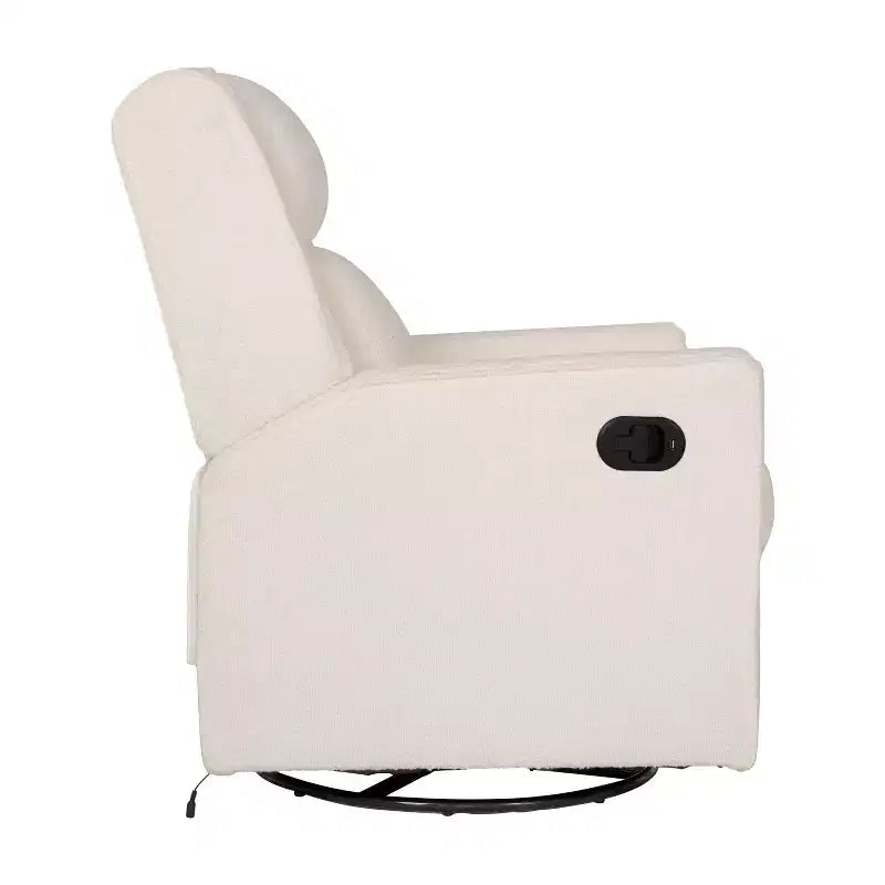 Poltrona reclinabile girevole a dondolo 3-in-1, 1 posto, pelle cognac/bouclé bianco sporco