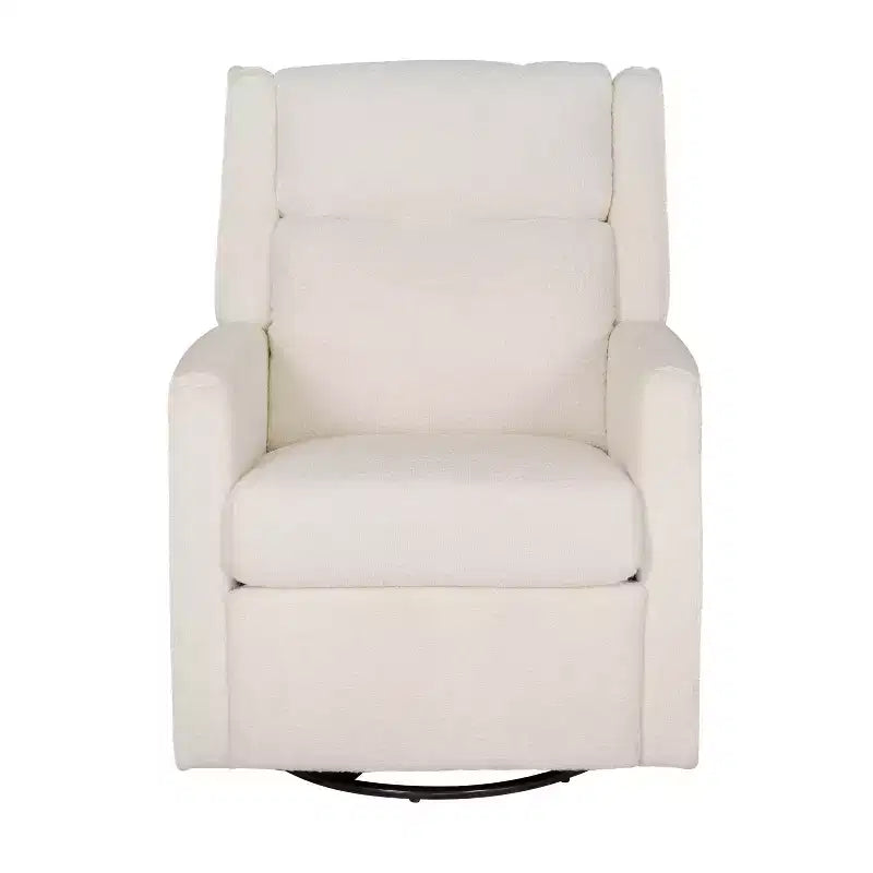 Poltrona reclinabile girevole a dondolo 3-in-1, 1 posto, pelle cognac/bouclé bianco sporco