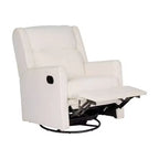 Poltrona reclinabile girevole a dondolo 3-in-1, 1 posto, pelle cognac/bouclé bianco sporco