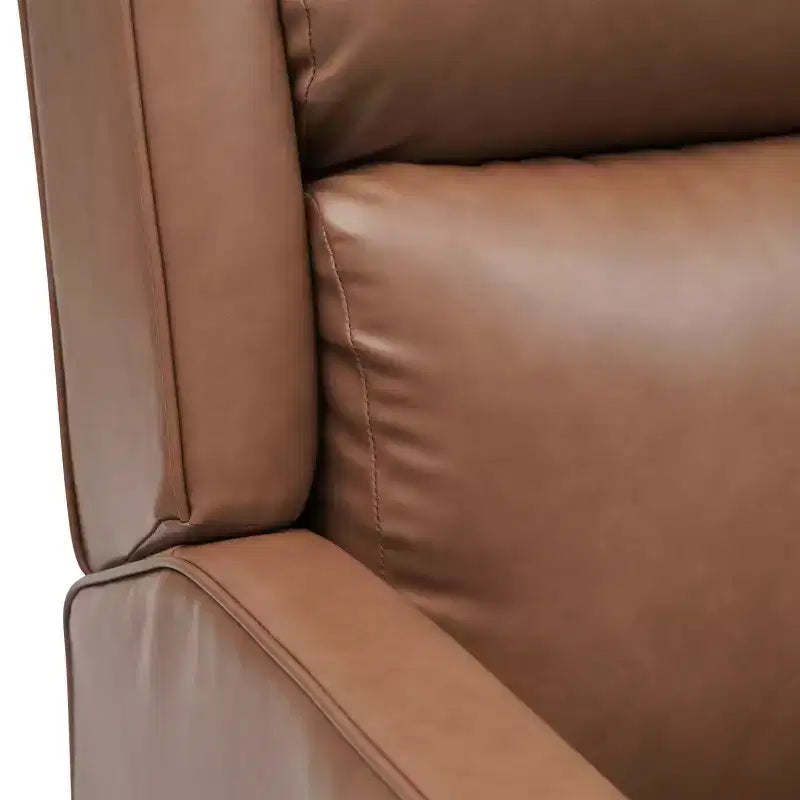 Poltrona reclinabile girevole a dondolo 3-in-1, 1 posto, pelle cognac/bouclé bianco sporco
