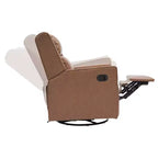 Poltrona reclinabile girevole a dondolo 3-in-1, 1 posto, pelle cognac/bouclé bianco sporco