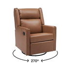 Poltrona reclinabile girevole a dondolo 3-in-1, 1 posto, pelle cognac/bouclé bianco sporco