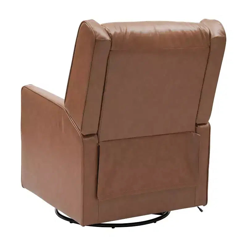 Poltrona reclinabile girevole a dondolo 3-in-1, 1 posto, pelle cognac/bouclé bianco sporco