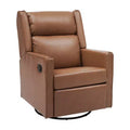 Poltrona reclinabile girevole a dondolo 3-in-1, 1 posto, pelle cognac/bouclé bianco sporco