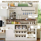 Credenza a buffet in legno con ante scorrevoli, colore rovere grigio, larga 120 cm, con portabottiglie e portacalici