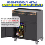 Armadietto per archiviazione in metallo su ruote, nero/grigio, con ante con serratura