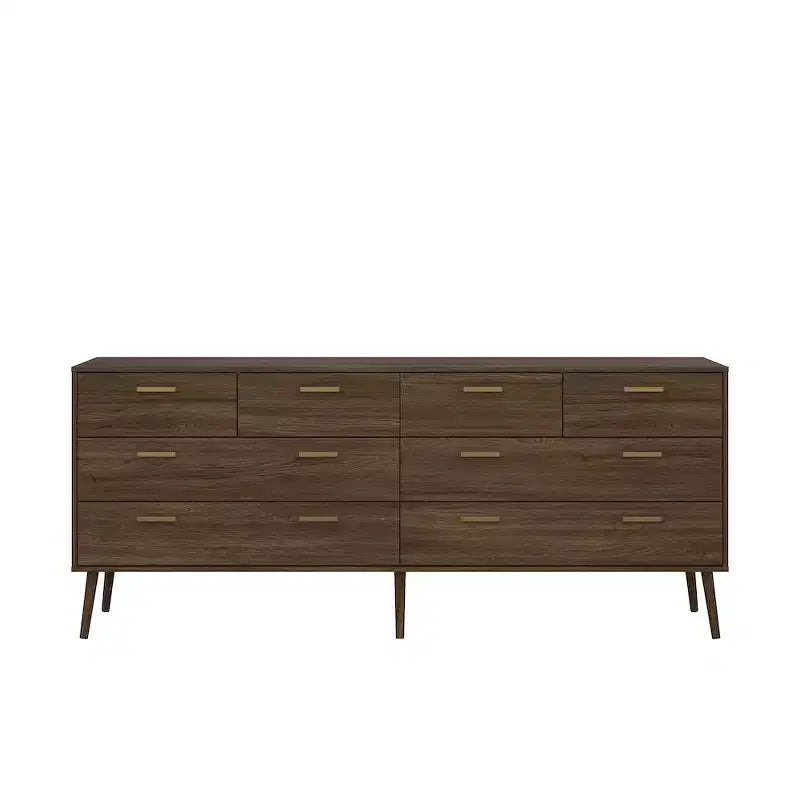 Cassettiera doppia a 8 cassetti color quercia moka, montaggio a 2 persone