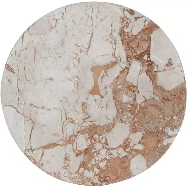 Tavolino rotondo in marmo color crema/marrone, base scanalata, montaggio da 1 persona