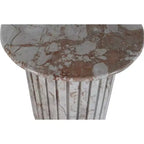 Tavolino rotondo in marmo color crema/marrone, base scanalata, montaggio da 1 persona