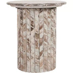 Tavolino rotondo in marmo color crema/marrone, base scanalata, montaggio da 1 persona