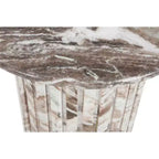 Tavolino rotondo in marmo color crema/marrone, base scanalata, montaggio da 1 persona