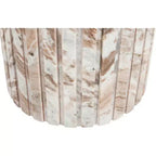 Tavolino rotondo in marmo color crema/marrone, base scanalata, montaggio da 1 persona