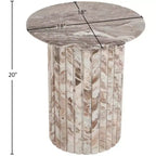 Tavolino rotondo in marmo color crema/marrone, base scanalata, montaggio da 1 persona