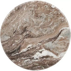 Tavolino rotondo in marmo color crema/marrone, base scanalata, montaggio da 1 persona